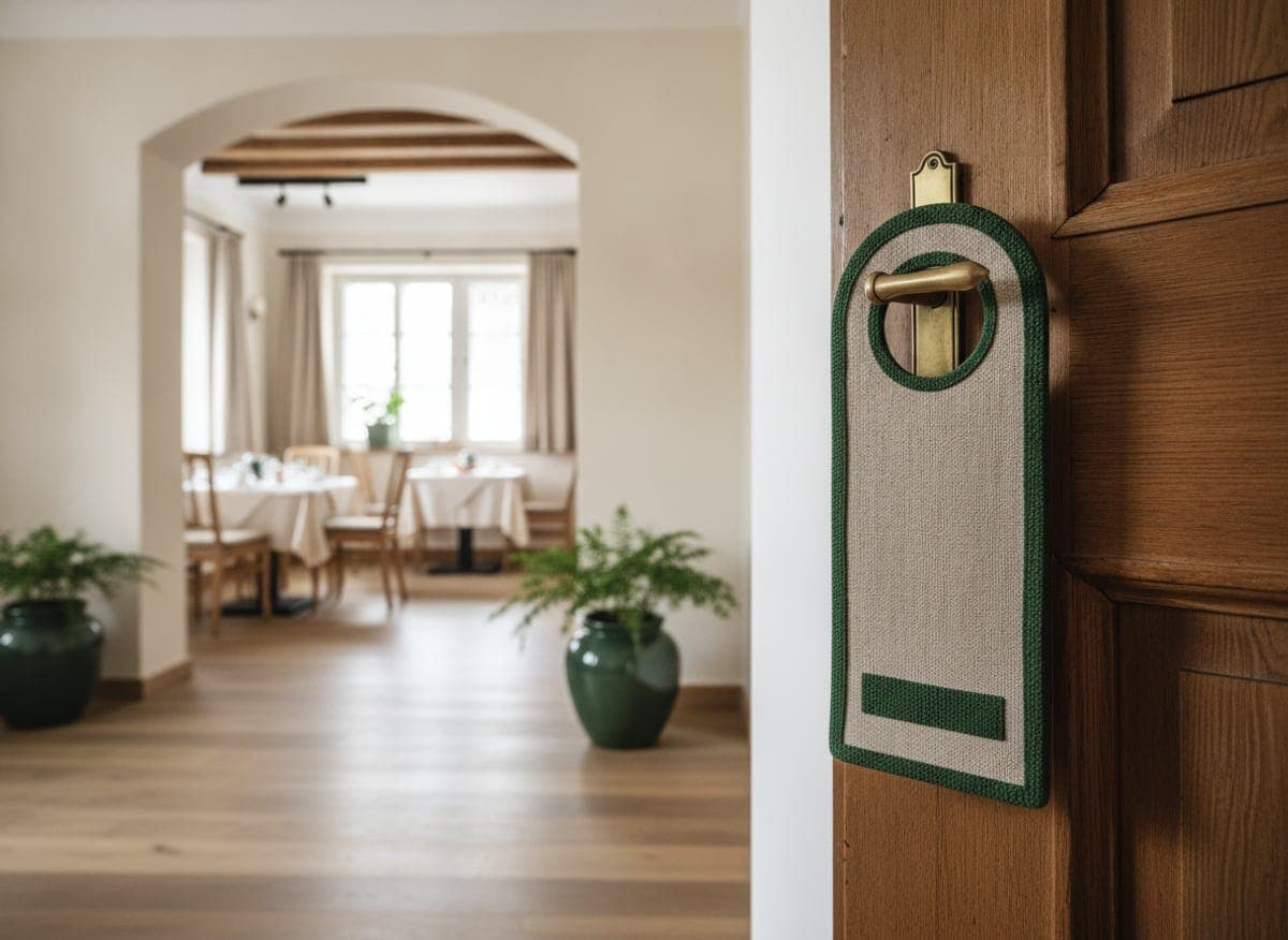 Bild: Hotelzimmertür mit Bitte-nicht-stören-Schild am Griff
